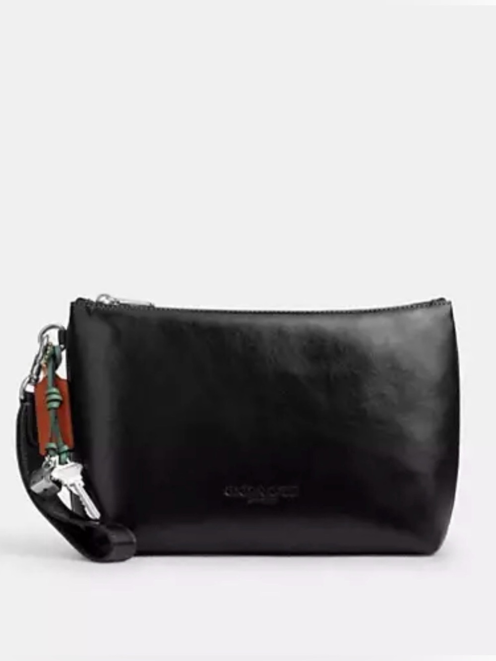 🖤Coach NWT Black Pouch With Charms and Silver Hardware